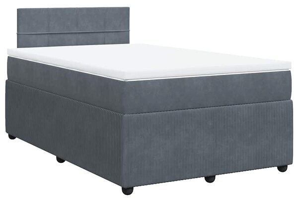 Box spring krevet s madracem tamnosivi 120 x 200 cm baršunasti - Siva / 120 x 200 cm
