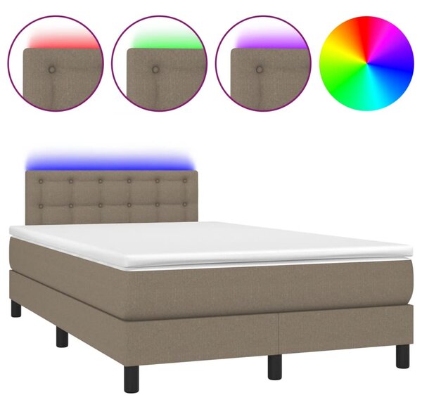 Krevet box spring s madracem LED smeđesivi 120 x 200 cm tkanina - Tupe / 120 x 200 cm