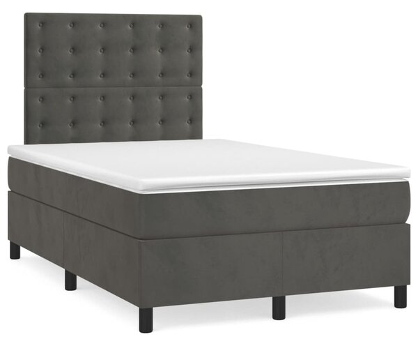 Box spring krevet s madracem tamnosivi 120 x 200 cm baršunasti - Siva / 120 x 200 cm