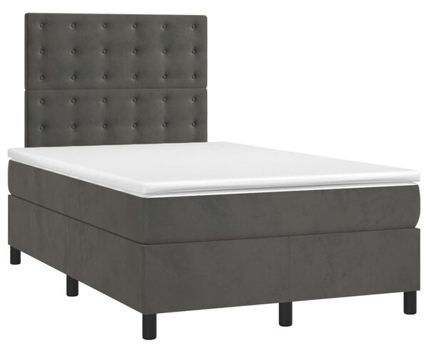 Box spring krevet s madracem tamnosivi 120 x 200 cm baršunasti - Siva / 120 x 200 cm