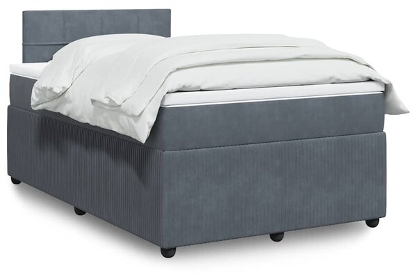 Box spring krevet s madracem tamnosivi 120 x 200 cm baršunasti - Siva / 120 x 200 cm