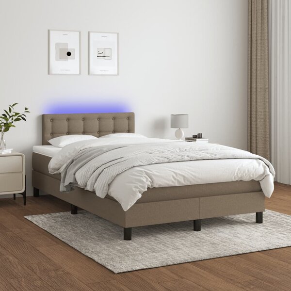 Krevet box spring s madracem LED smeđesivi 120 x 200 cm tkanina - Tupe / 120 x 200 cm