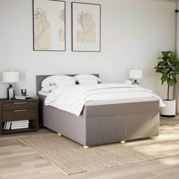 Krevet s oprugama i madracem smeđesivi 140 x 190 cm od tkanine - Tupe / 140 x 190 cm