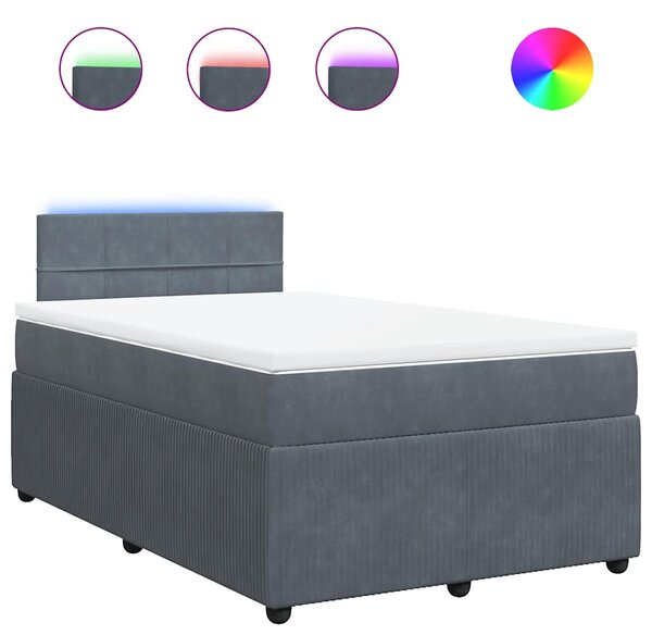 Box spring krevet s madracem tamnosivi 120 x 200 cm baršunasti - Siva / 120 x 200 cm