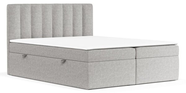 Svijetlo sivi boxspring krevet s prostorom za odlaganje 160x200 cm Novento – Maison de Rêve