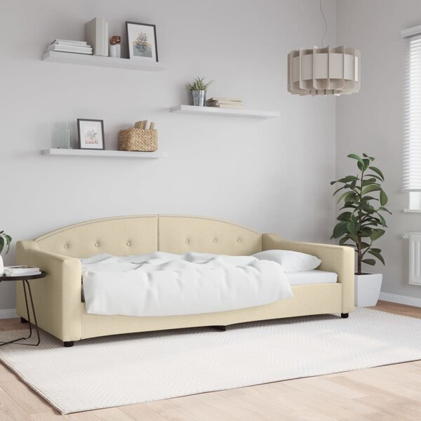 Dnevni krevet krem 100 x 200 cm od tkanine - Krema / 100 x 200 cm