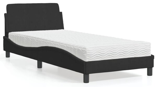 Krevet s madracem Dover crni 80 x 200 cm baršunasti - Crna / 80 x 200 cm