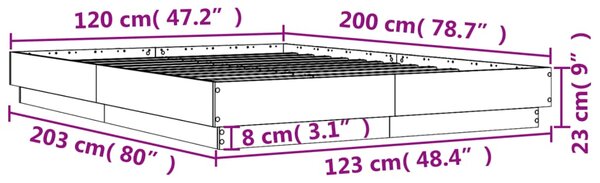 Okvir kreveta boja hrasta 120x200 cm od konstruiranog drva - Smeđa / 120 x 200 cm