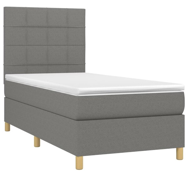 Okvir kreveta s oprugama i madrac tamnosivi 80x200cm od tkanine - Siva / 80 x 200 cm
