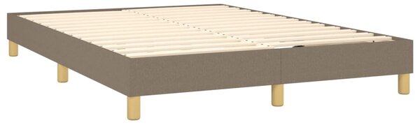 Krevet box spring s madracem LED smeđesivi 140x200 cm tkanina - Tupe / 140 x 200 cm