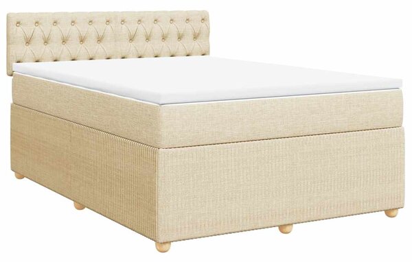 Krevet s oprugama i madracem krem 140 x 190 cm od tkanine - Krema / 140 x 190 cm