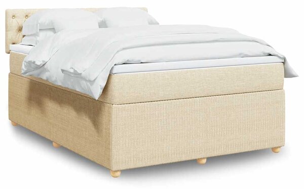 Krevet s oprugama i madracem krem 140 x 190 cm od tkanine - Krema / 140 x 190 cm