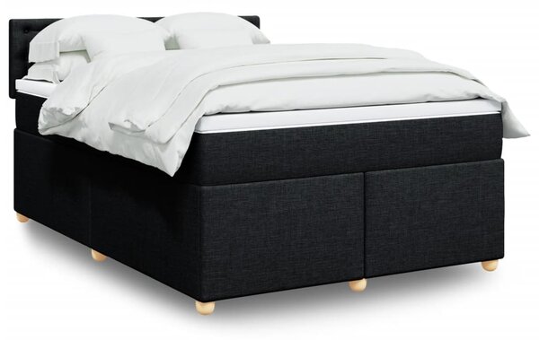 Krevet s oprugama i madracem crni 140 x 190 cm od tkanine - Crna / 140 x 190 cm