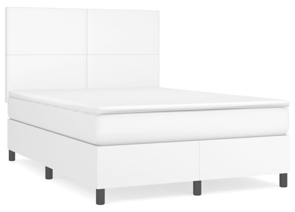 Krevet s oprugama i madracem bijeli 140x190 cm od umjetne kože - Bijela / 140 x 190 cm