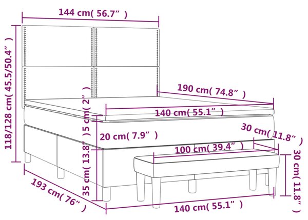 Krevet s oprugama i madracem crni 140 x 190 cm od tkanine - Crna / 140 x 190 cm