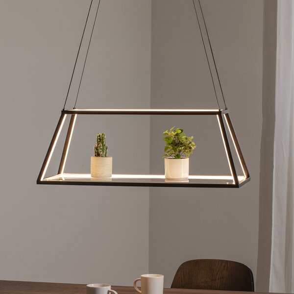 Lucande LED visilica Mensola, crna, aluminij, 75 cm, prigušiva, Crno, Dnevni boravak/blagovaonica, Aluminij