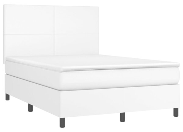 Krevet s oprugama i madracem bijeli 140x190 cm od umjetne kože - Bijela / 140 x 190 cm