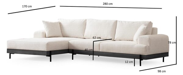 Zondo.hr Kutna garnitura Etorella (L) (bijela + crna). Akcija -31%. 1106823