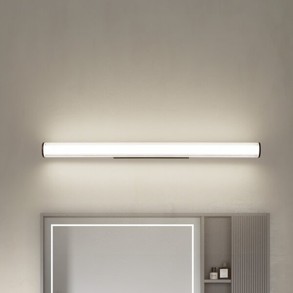 Lindby LED zidna lampa Kirka, crna, metal, IP44, 90cm, CCT, Crno, kupaonica, Metal