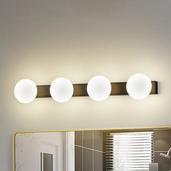 Lucande LED kupaonska zidna svjetiljka Myrra, crna, staklo, 60 cm, IP44, Crno, kupaonica, Aluminij