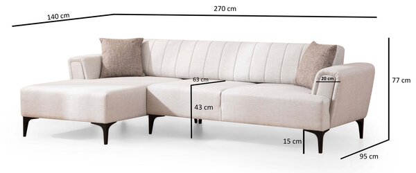Zondo.hr Kutna garnitura Hamletta (L) (ecru + crna). Akcija -31%. 1106843