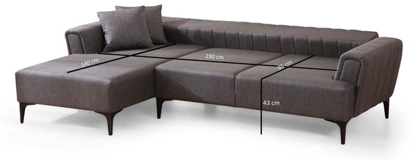 Zondo.hr Kutna garnitura Hamletta (L) (tamnosiva + crna). Akcija -31%. 1106846