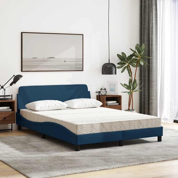 Krevet s madracem Dover plavi 140x200 cm od tkanine - Plava / 140 x 200 cm