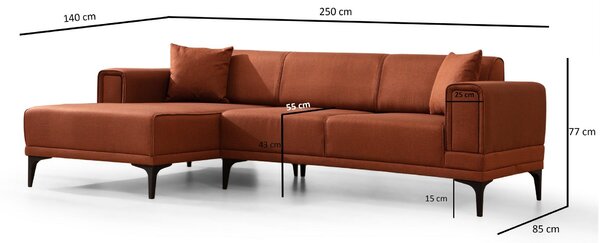 Zondo.hr Kutna garnitura Horazotta (L) (cigla + crna). Akcija -31%. 1106853