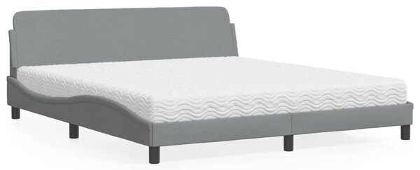 Krevet s madracem Dover svjetlosivi 180x200 cm od tkanine - Siva / 180 x 200 cm