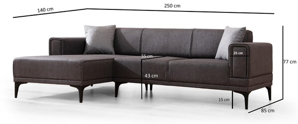 Zondo.hr Kutna garnitura Horazotta (L) (tamnosiva + crna). Akcija -31%. 1106854