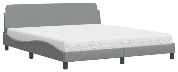 Krevet s madracem Dover svjetlosivi 180x200 cm od tkanine - Siva / 180 x 200 cm