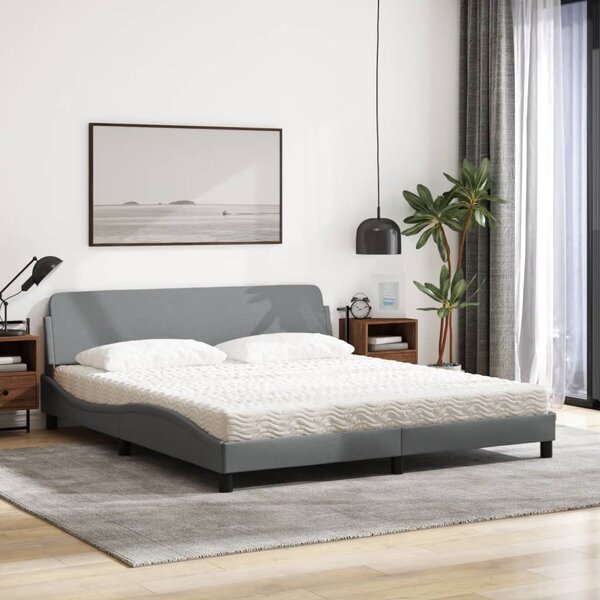 Krevet s madracem Dover svjetlosivi 180x200 cm od tkanine - Siva / 180 x 200 cm
