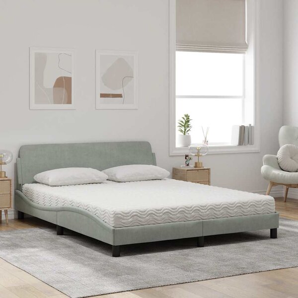 Krevet s madracem Dover svjetlosivi 160x200 cm baršunasti - Siva / 160 x 200 cm
