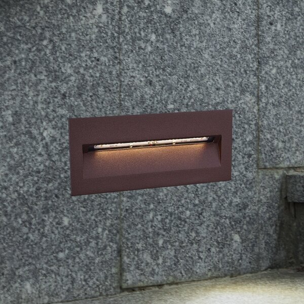 Lucande LED ugradbena zidna svjetiljka Loya, 23 x 8 cm, hrđa, IP54, Smeđa / hrđa, Aluminij