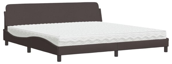 Krevet s madracem Dover tamnosmeđi 200x200 cm od tkanine - Smeđa / 200 x 200 cm