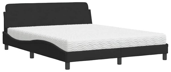 Krevet s madracem Dover crni 160x200 cm baršunasti - Crna / 160 x 200 cm
