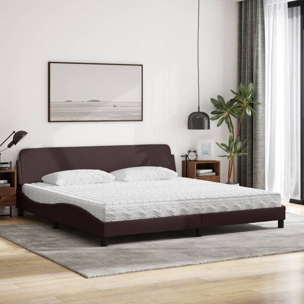Krevet s madracem Dover tamnosmeđi 200x200 cm od tkanine - Smeđa / 200 x 200 cm