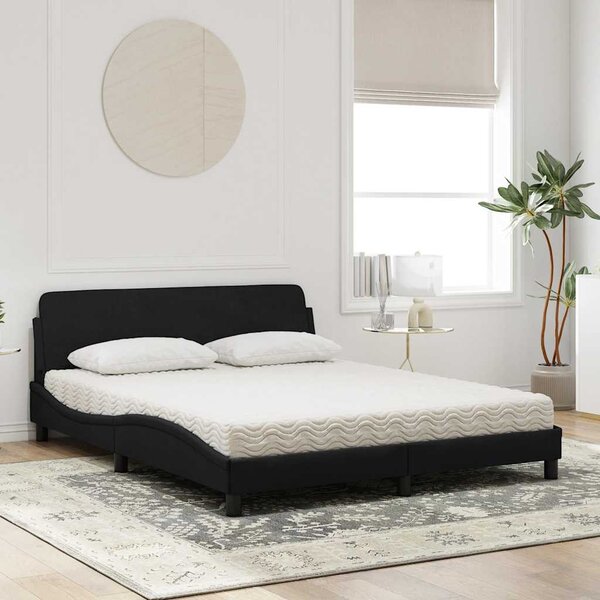 Krevet s madracem Dover crni 160x200 cm baršunasti - Crna / 160 x 200 cm