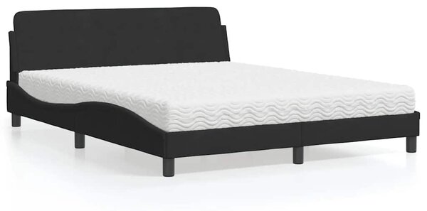 Krevet s madracem Dover crni 160x200 cm baršunasti - Crna / 160 x 200 cm
