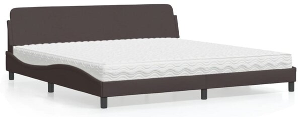Krevet s madracem Dover tamnosmeđi 200x200 cm od tkanine - Smeđa / 200 x 200 cm