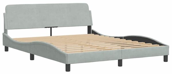 Krevet s madracem Dover svjetlosivi 160x200 cm baršunasti - Siva / 160 x 200 cm