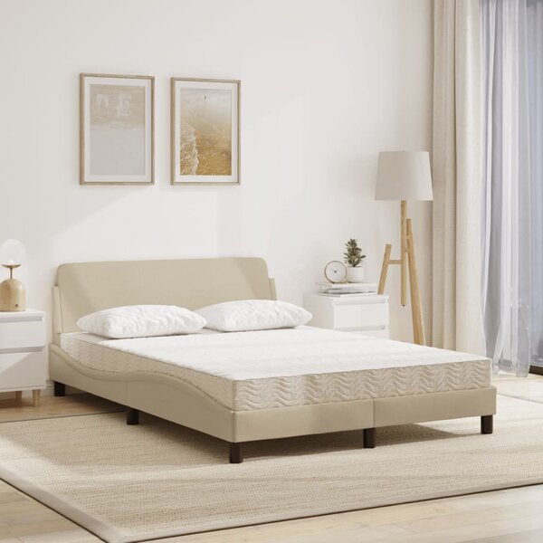 Krevet s madracem Dover krem 140 x 190 cm od tkanine - Krema / 140 x 190 cm