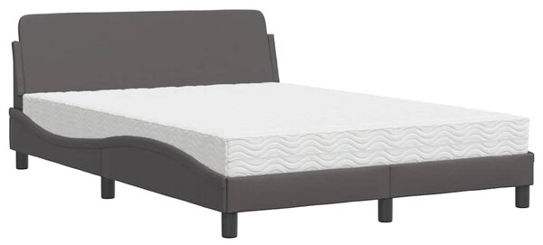 Krevet s madracem Dover sivi 120 x 200 cm od umjetne kože - Siva / 120 x 200 cm