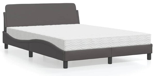 Krevet s madracem Dover sivi 120 x 200 cm od umjetne kože - Siva / 120 x 200 cm