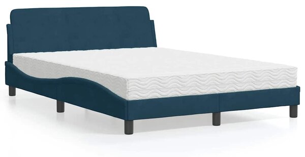 Krevet s madracem Dover plavi 120 x 200 cm baršunasti - Plava / 120 x 200 cm