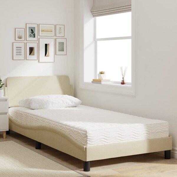 Krevet s madracem Dover krem 100 x 200 cm od tkanine - Krema / 100 x 200 cm