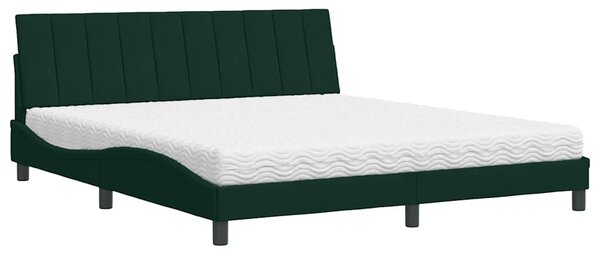 Krevet s madracem Hanko tamnozeleni 180x200 cm baršunasti - Zelena / 180 x 200 cm