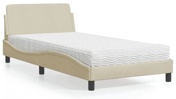 Krevet s madracem Dover krem 100 x 200 cm od tkanine - Krema / 100 x 200 cm