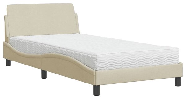 Krevet s madracem Dover krem 100 x 200 cm od tkanine - Krema / 100 x 200 cm