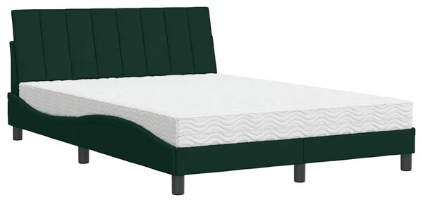 Krevet s madracem Hanko tamnozeleni 140x190 cm baršunasti - Zelena / 140 x 190 cm